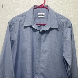 Calvin Klein Men's Blue Checkered Dress Shirt